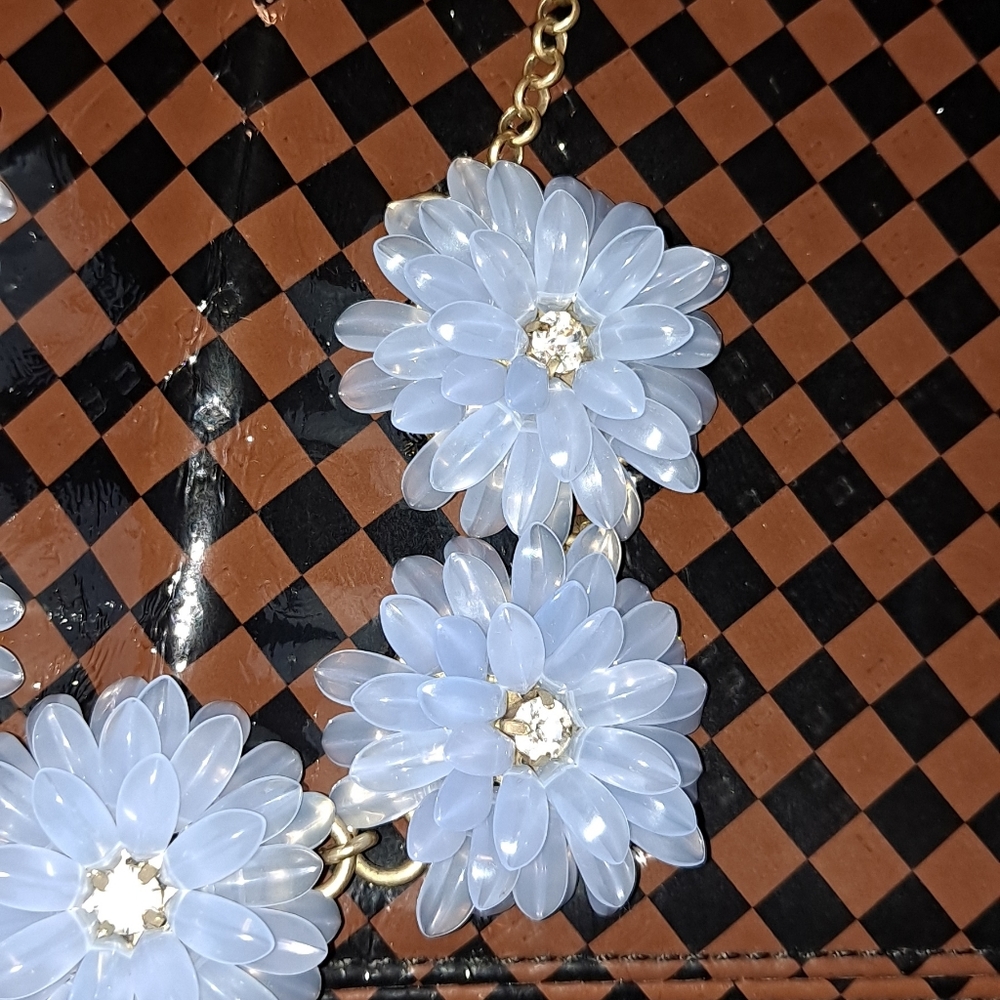 J. Crew Flower Statement Necklace Periwinkle Blue… - image 4